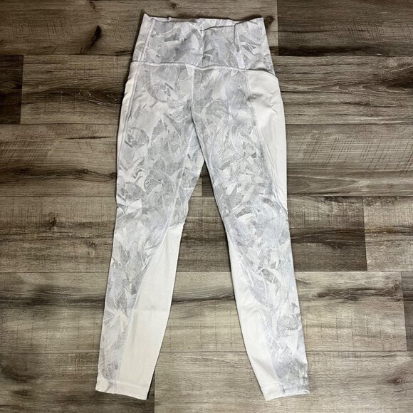 Lululemon Athletic Breezy Dot Tight Yoga Pants 25” Jasmine White Women’s Size 6 - Picture 1 of 9